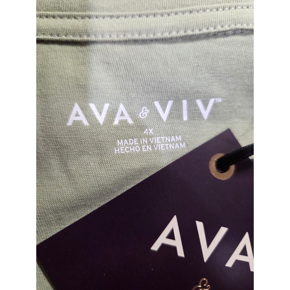 Ava & Viv Womens 4X Sage Green V-Neck Short Sleeve T-Shirt Cotton Blend NWT - Picture 5 of 7